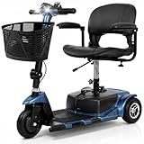 Vive 3 Wheel Mobility Scooter - Electric Powered Mobile Wheelchair Device for Adults - Folding, Collapsible and Compact for Travel - Long Range Power Extended Battery with Charger and Basket Included