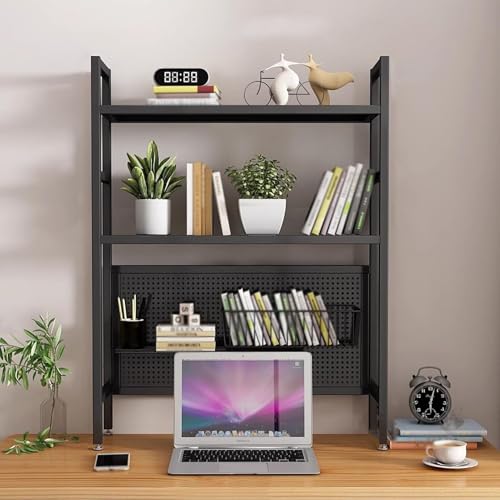 Scaffale da scrivania multifunzionale in metallo - Espositore da banco for | organizer libreria tavolo for ufficio domestico(75x98x22cm(30x39x9inch),Black)