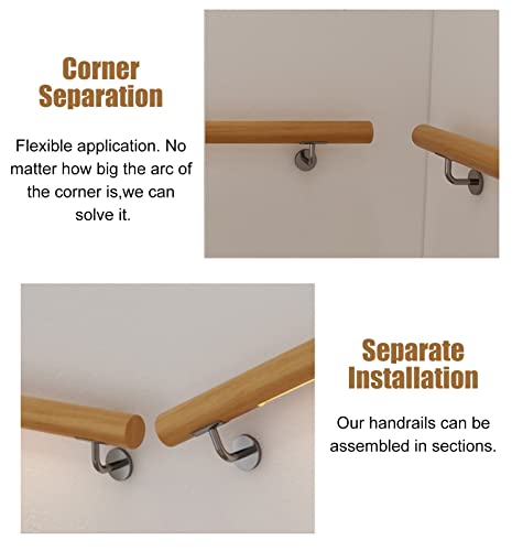 Installation facile : rampe d'escalier en bois durable et barre murale 1m - 6m - 5