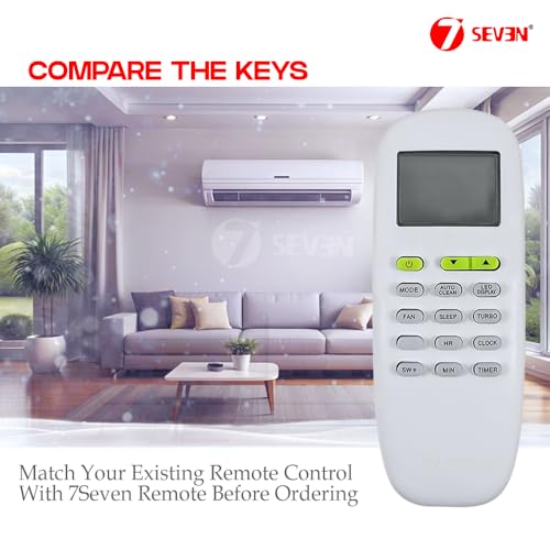 Image of 7SEVEN Compatible with Videocon AC Remote Control Model 215A Suitable for 1 1.5 2 Ton Split and Window Air Conditioner - Match Each Key by Key Exactly with Existing AC Remote Function