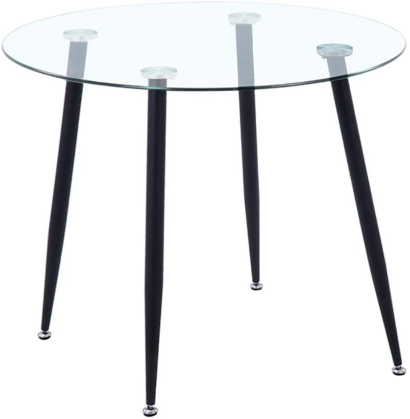 GOLDFAN Round Glass Dining Table Modern High Gloss Kitchen Table with