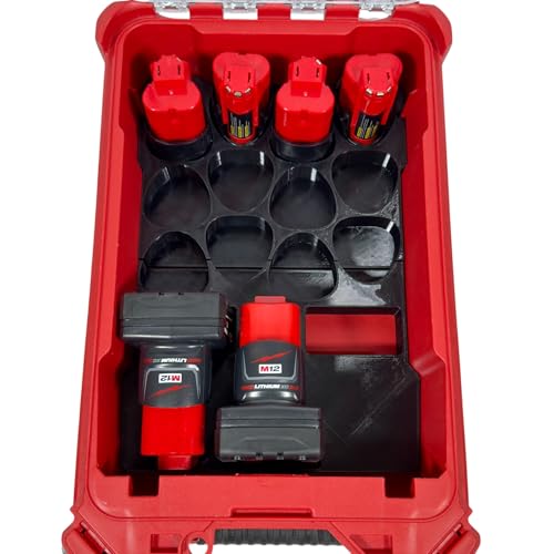 M12 Battery Organizer for M12 Batteriees and Milwaukee Packout Compact Organizer Model 48-22-8435