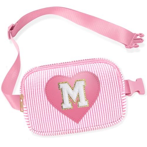 Kids Fanny Pack for Girls, Initial Pink Toddle Belt Crossbody Purse Sling Bag, 4 5 6 7 8 9 10 11 12 13 Year Old Little Girl Birthday Gift Ideas (M)