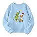 EOPUING Ugly Sweater Graphic Kids Girl Christmas Sweatshirts Cute Funny Cartoon Printed Holiday Clothes Xmas Long Sleeve Shirts(Blue,130)