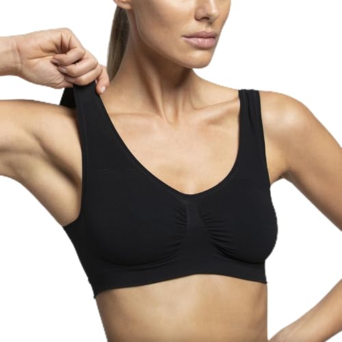 Pompea Brassiere Spalla Larga Microfibra Nero