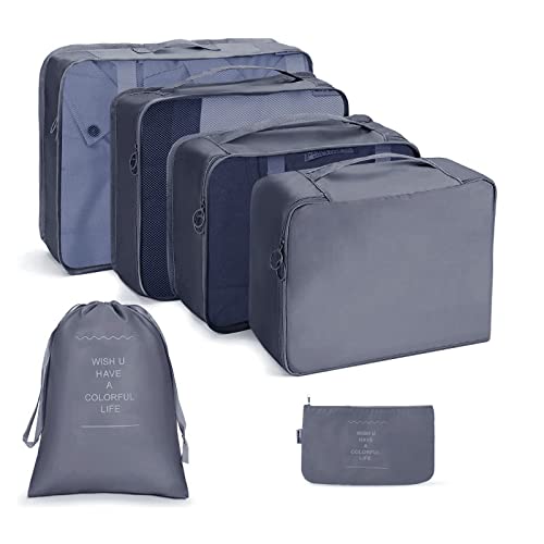 Image of OSDUE Packing Cubes for Suitcases, 6 PCS Travel Luggage Packing Organizers Waterproof Travel Essentials Bag Accessories, Clothes Cosmetics Toiletries Storage Bags, Gray