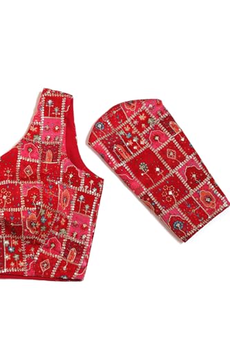 Image of Soch Womens Georgette Floral Print Padded Blouse with Zari