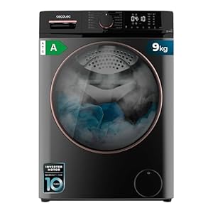 Cecotec Frontlader-Waschmaschine 9 kg Bolero Dresscode 9610 Inverter Steel A. 2000W, 1400 U/min, Niedriger Verbrauch, Dampffunktion, Inverter Plus Motor, Optimiert Wasser- und Waschmittelverbrauch