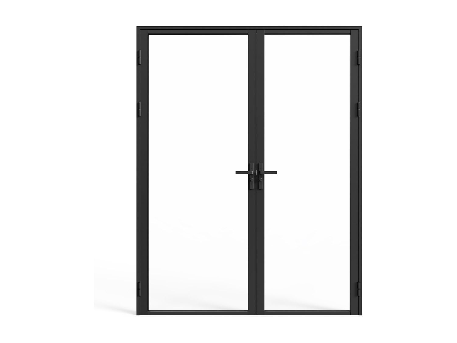 Vente-unique-Blocco porta reversibile a due battenti 2 x H204 x L93 cm in Alluminio e Vetro temperato Nero - LOXTON
