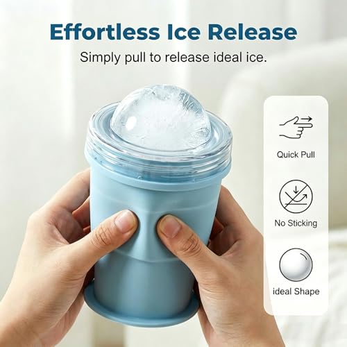 Vaso plegable de silicona con molde para bola de hielo azul miniatura 3