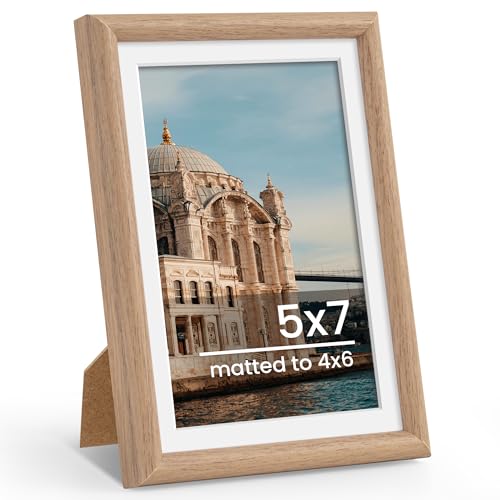 FLYJOE 5x7 Picture Frame, Display Pictures 4x6 with Mat or