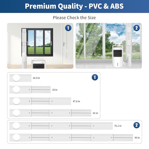 Image of Portable Air Conditioner Sliding Door Vent Kit - Adjustable Length up to 90 Inches, Universal Balcony Seal Plate Set for 5.1 inch & 5.9 inch Diameter AC Exhaust Hose