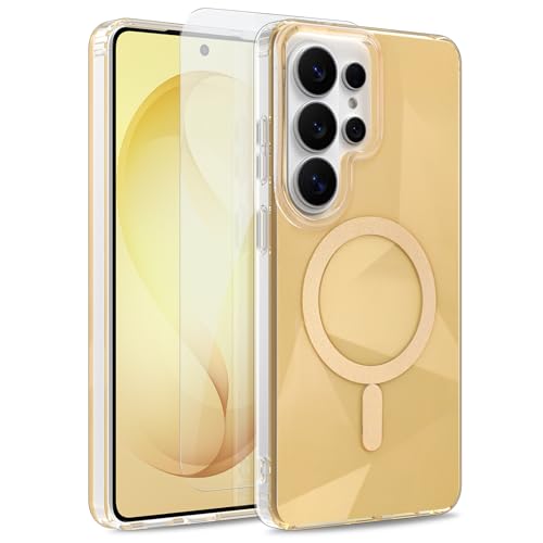 Image of Magnetic Case for Samsung Galaxy S26 Ultra [Compatible with Magsafe] [Anti-Yellowing] [1 Screen Protector] Shockproof Slim Iridescent Sparkly Case for Galaxy S26 Ultra 6.9 inch, Gold