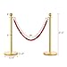 Goplus 4 PCS Gold Stanchion Set, Stainless Steel Stanchions and 5 FT Red Velvet, Round Top Stanchion Post w/Concrete & Metal Base, Crowd Control Safety Barriers for Red Carpet, Theater, Ceremony
