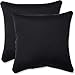 Pillow Perfect Indoor/Outdoor Fresco Corded Throw Pillow, 18.5-Inch, Black, Set of 2