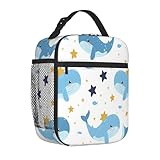 Mexpekil Bolsa de almuerzo aislada para niños, lindo animal oceánico, ballena, para niñas, niños, bolsa de almuerzo, reutilizable, térmica, a prueba de fugas, para la escuela, trabajo, campamento