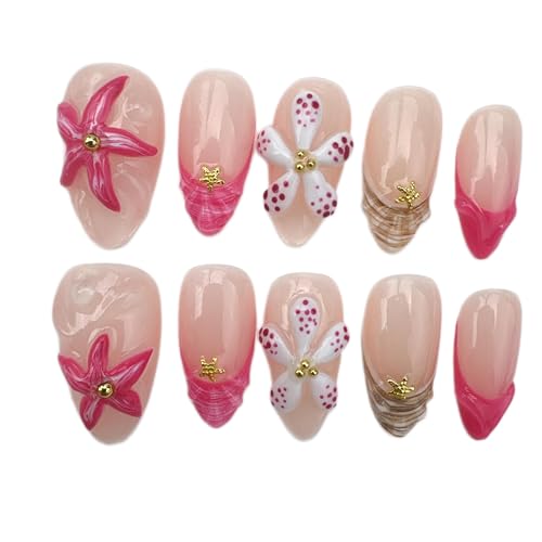 3D Flower Press On Nails Custom Almond Summer Wedding Nailscustom