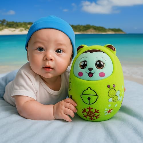 Image of Roly Poly Push and Shake Wobbling Bell Sounds Tumbler Doll Toy for 3 Months & Above, Head Nodding Baby Rattle (Colors May Vary)