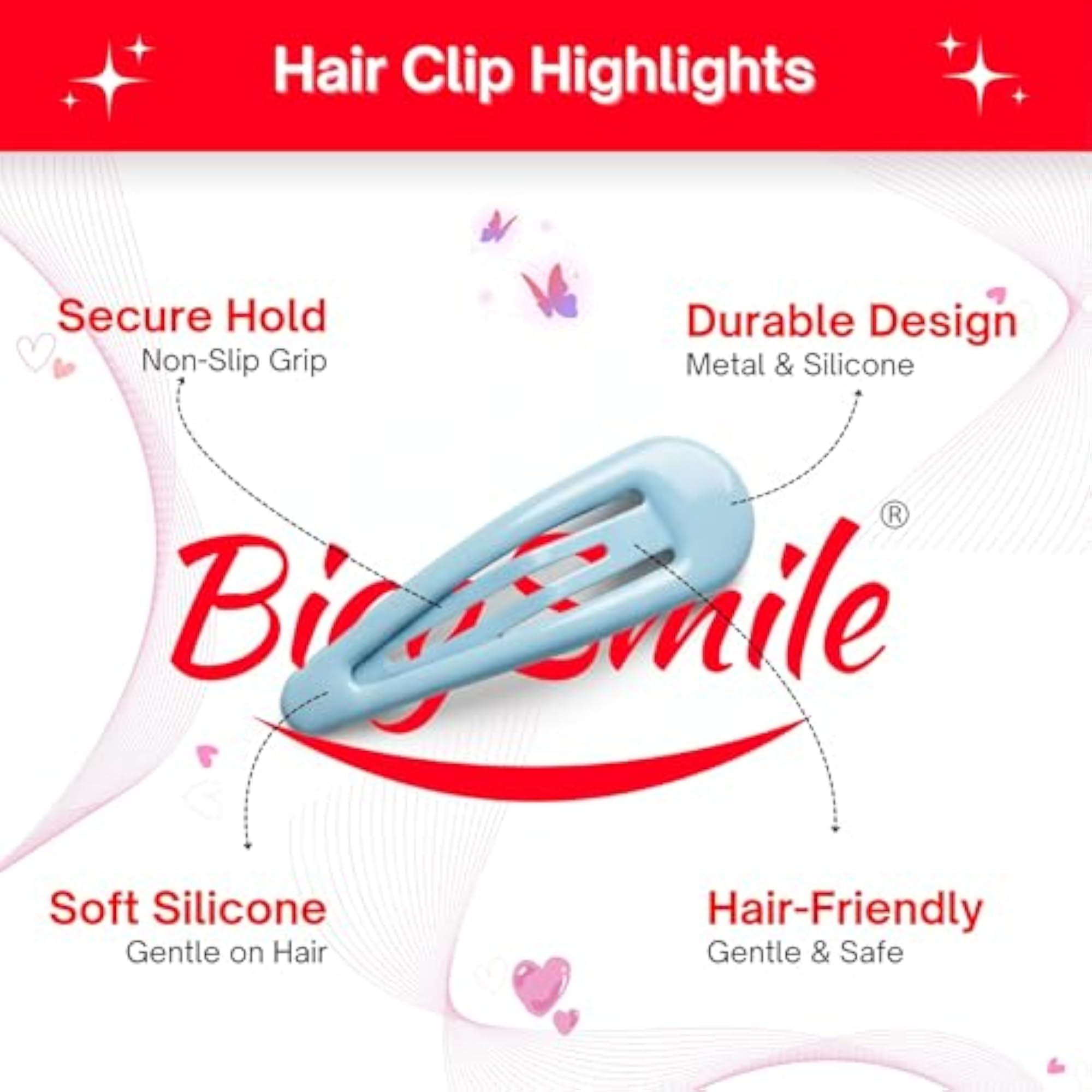 20 PCS 2-Inch Tic Tac Hair Clips for Girls, Multicolor Accessories