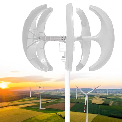 3000W-5000W Vertical Wind Turbine Generator Kit - 12V/24V/48V, 5 Blades, 3 Phase AC Permanent Magnet, Hybrid Wind Solar Power System with Controller