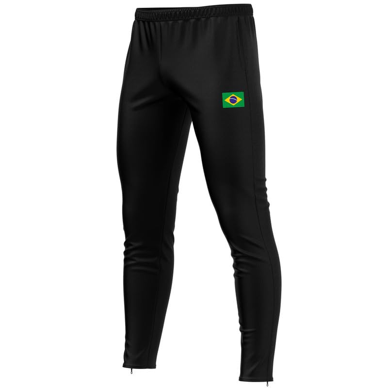 Pantalón Brasil BR-74 Fútbol negro cómodo que evita rozaduras en entrenamientos largos