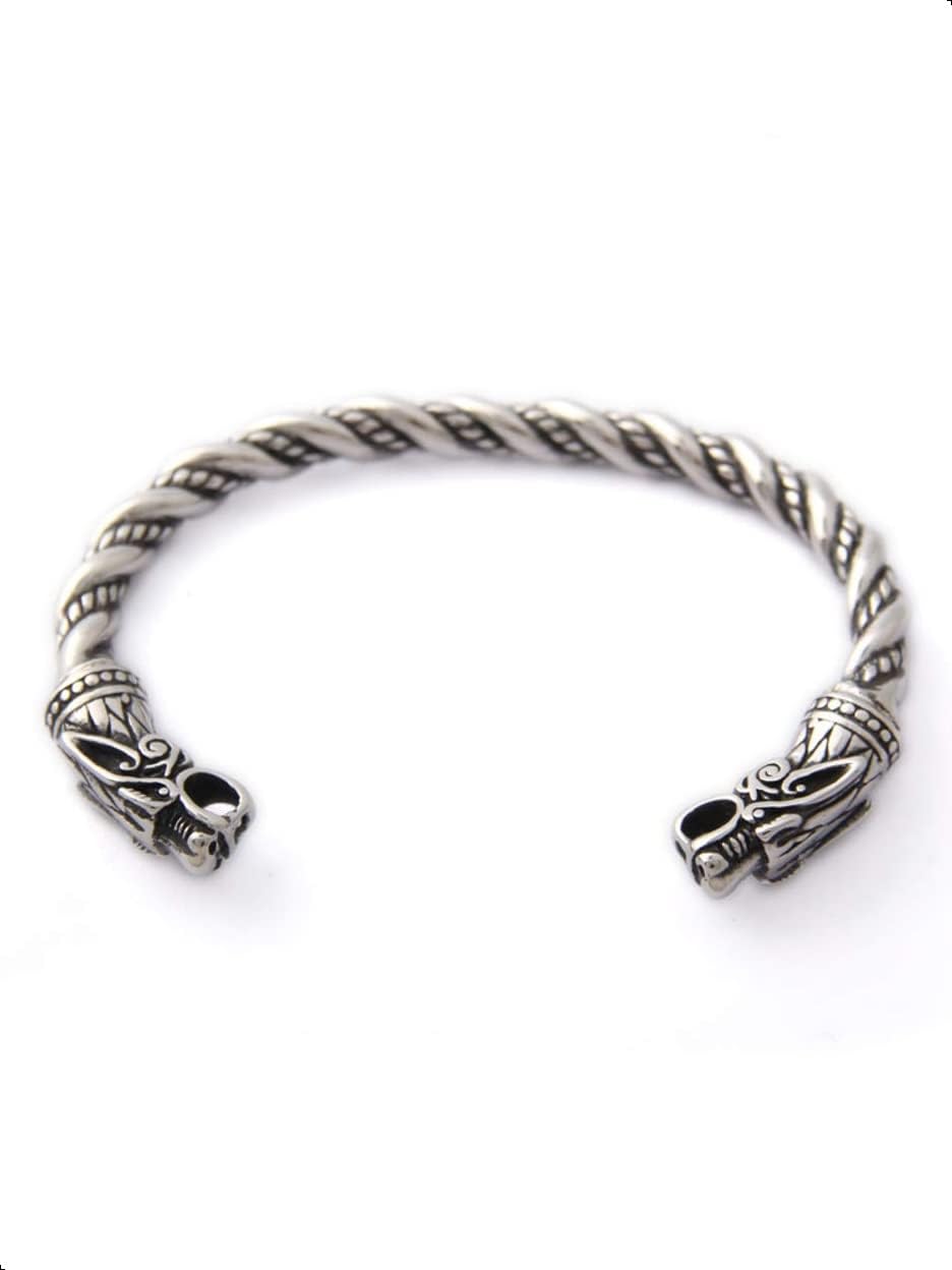 HAQUIL Stainless Steel Viking Twisted Cuff Bracelet, Viking Arm Ring for Men, Norse Jewelry Gift for Men - Image 2