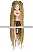 FFWIGS 26" Cabeza de Maniquí Dorado Maniquí Cabeza Cabello Estilo Maniquí Cosmetología Muñeca Cabeza Sintético Fibra Largo Directamente Cabello con Abrazadera Poseedor