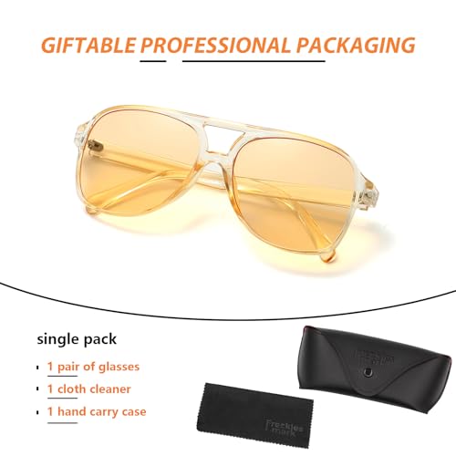 Image of Freckles Mark Vintage Retro 70s Sunglasses for Women Men Classic Large Square Aviator Trendy Glasses