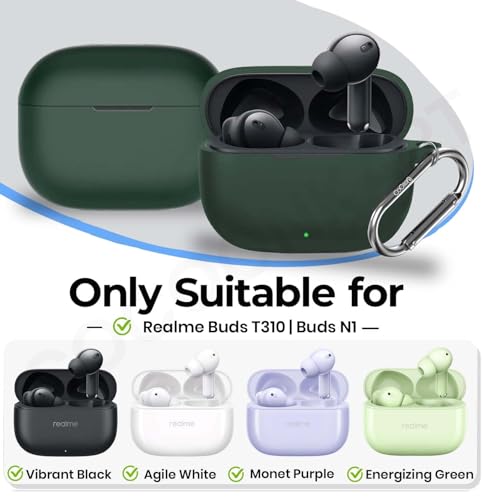 Image of Soft Silicone Case Cover for Realme Buds T310 | Buds N1 - Green