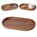 Kook Time Serviertablett Holz Akazie Curve - Ovales Dekotablett für Küche und Bad. Ablageschale passend für Salz- und Zuckerdose oder Seifenspender. 26 x 14 cm.