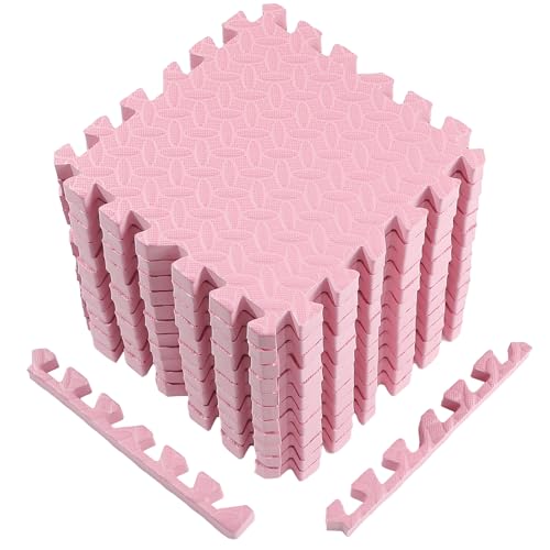 Arrowbash 12x12x1 Inch EVA Thick Interlocking Foam Floor Tiles Puzzle Exercise Mat Foam Mats for Home Gym Pets(Pink,12)