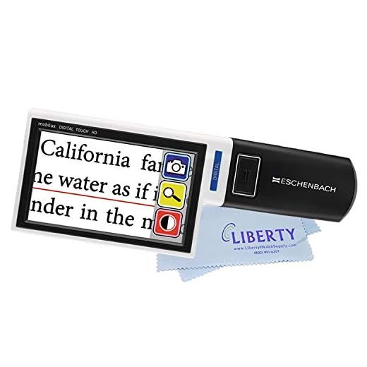 Eschenbach Mobilux Digital Touch HD - Portable Handheld Color Video Magnifier (4.3" HD TFT LCD Touch Screen with Anti-Glare Coating and LED Illumination) - Includes Liberty Cleaning Cloth