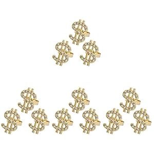ibasenice 12pcs Props Amulet Hop Money Television Supplies Metal Dollar Novelty Costume Gifts Sign and Symbol Ring Decor…