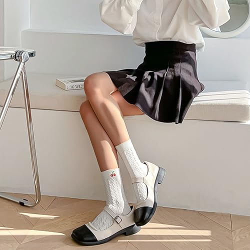 Image of Women's Cute Crew Socks, Casual Athletic Cotton Bowknot Cherry Calf Novelty Socks for Women