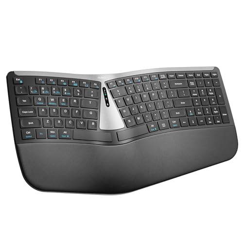 Nulea RT07B Wireless Ergonomic Keyboard - Split Keyboard, Wrist Rest, Natural Typing, Bluetooth and USB Connectivity, USB-C Rechargeable,Compatible with Windows Mac (Silver Black)
