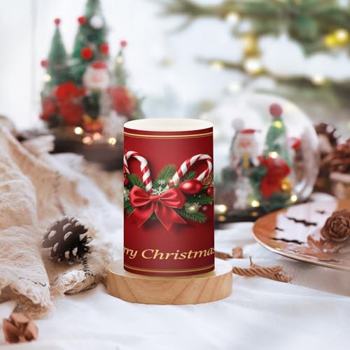 Image of Kcldeci Flameless Candles Xmas with Candy Cane Battery Operated Candles Exquisite Pack of 2 Outdoor Indoor with Remotes Wedding Decor