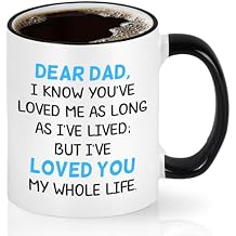 Cabtnca Dad Mug 11 oz, Dear Dad Love You, Fathers Day Mug from Daughter Son, Birthday Christmas Presents, Fathers Day Coffee Mugs