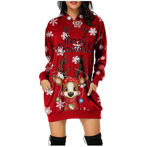 Qixiu Weihnachts Kleid Damen,rotes Kleid sexy,Oberteil Weihnachten Damen,Kinder Kleidung für mädchen,Festliche Kleider,Weihnachtspullover mit...