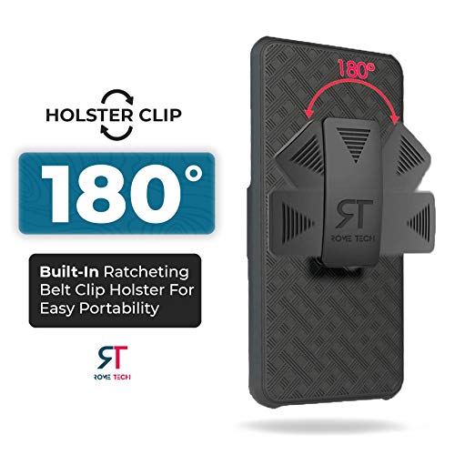 Rome Tech Holster Case With Belt Clip For Samsung Galaxy S10 5G - Slim Heavy Duty Shell Holster Combo - Rugged Phone Cover With Kickstand Compatible With Samsung Galaxy S10 5G - Black #TOP2