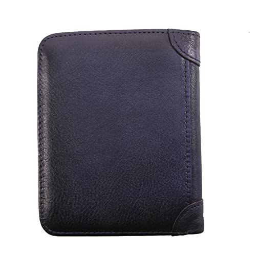Men's Wallet PU Leather Trifold Wallets for Men Vintage Thin Short Multi Function ID Credit Card Holder Slim Purse Money Bag,Grey Blue4