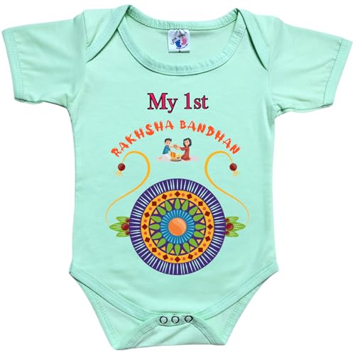 Image of My 1st Rakhi Romper Bodysuit Onesie for Baby Boy or Girl Newborn Kids. My First Raksha Bandhan Dress.RD2