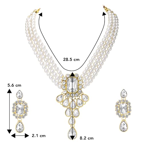 Image of Peora Crystal Faux Pearl Jewellery Gift Set for Women