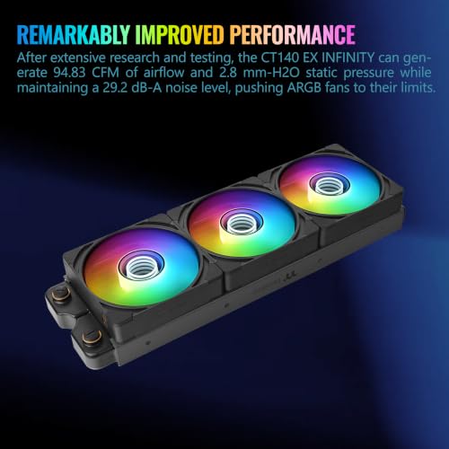 Image of Thermaltake CT140 EX Infinity ARGB Sync 3 Pack; Infinity Mirror Hub; 140mm x 28mm; PWM 500~1800 RPM; MagForce 2.0; 5V 3-Pin Motherboard Sync; 3-Pack; Black; CL-F242-PL14SW-A