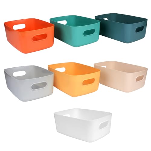 VECH Storage Baskets,7 Pack Plastic Storage Boxes for Shelves,Stackable Cupboard Organiser,Kitchen Storage & Organisation,Bathroom Storage Basket,Shelf Storage Box for Kitchen,Office and Home - Cosy Home Interiors VECH Storage Baskets,7 Pack Plastic Storage Boxes for Shelves,Stackable Cupboard Organiser,Kitchen Storage & Organisation,Bathroom Storage Basket,Shelf Storage Box for Kitchen,Office and Home