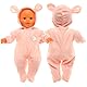 Miunana Kleidung Outfits für Baby Puppen, Puppen Overall Puppenkleidung 35-43 cm (Pink)