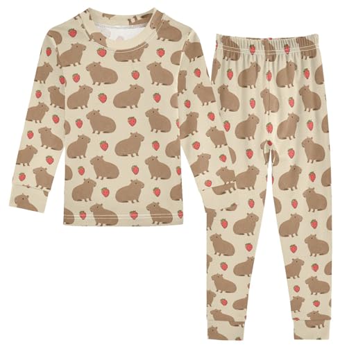 Capybara Balloon Pajamas Sets Cute Long Sleeve Pants Set for Nightwears