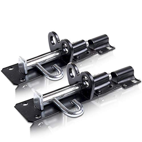 XFORT® 2 Pack Brenton Strong Sliding Lockable Padbolt 150mm (6") Ideal for use with Shed Doors, Gates and Outhouse Doors (150mm, Black)