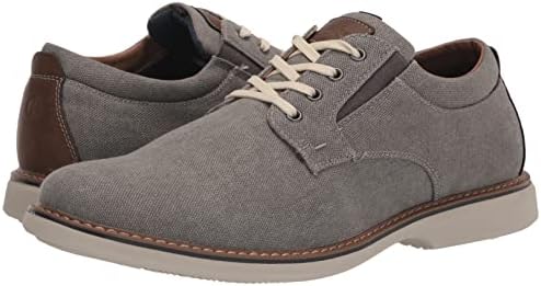 Nunn Bush Men's Otto Canvas Plain Toe Oxford Lace Up, Stone, 13 Wide | Image 6