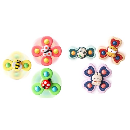 Image of ALASOU 6 PCS Suction Cup Rotating Toys(3 Farm+3 Panda) for Infant and Toddlers