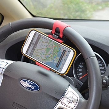 Universal Car Steering Wheel/Bike Handlebar Clip Mount Holder Stand Cradle for Apple iPhone 5 5S,Cell Phone, Mobiles, Smartphone, Android Phone, PDA GPS, Pad Width Less than 7.3.cm by NYKKOLA
